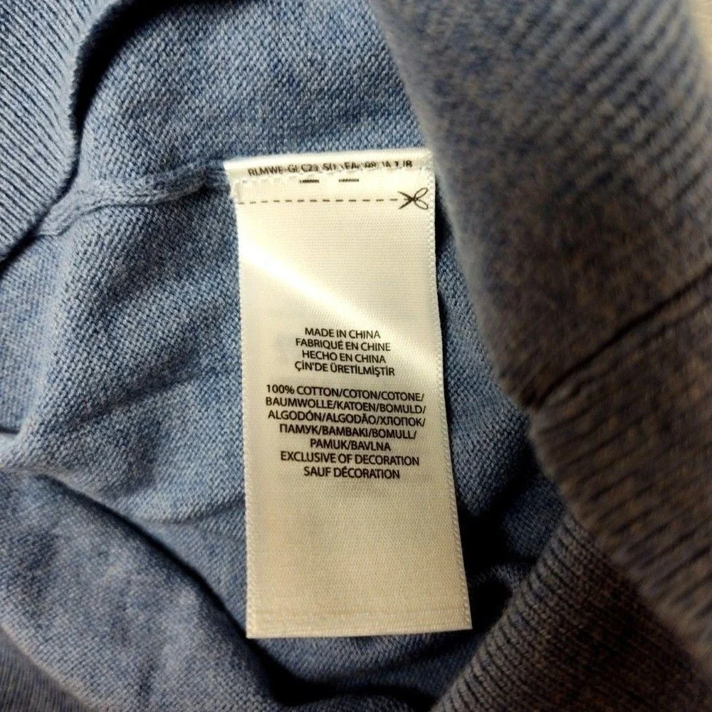 Polo Ralph Lauren Sweater Mens XL Blue V-Neck Pima Cotton Lightweight Pullover